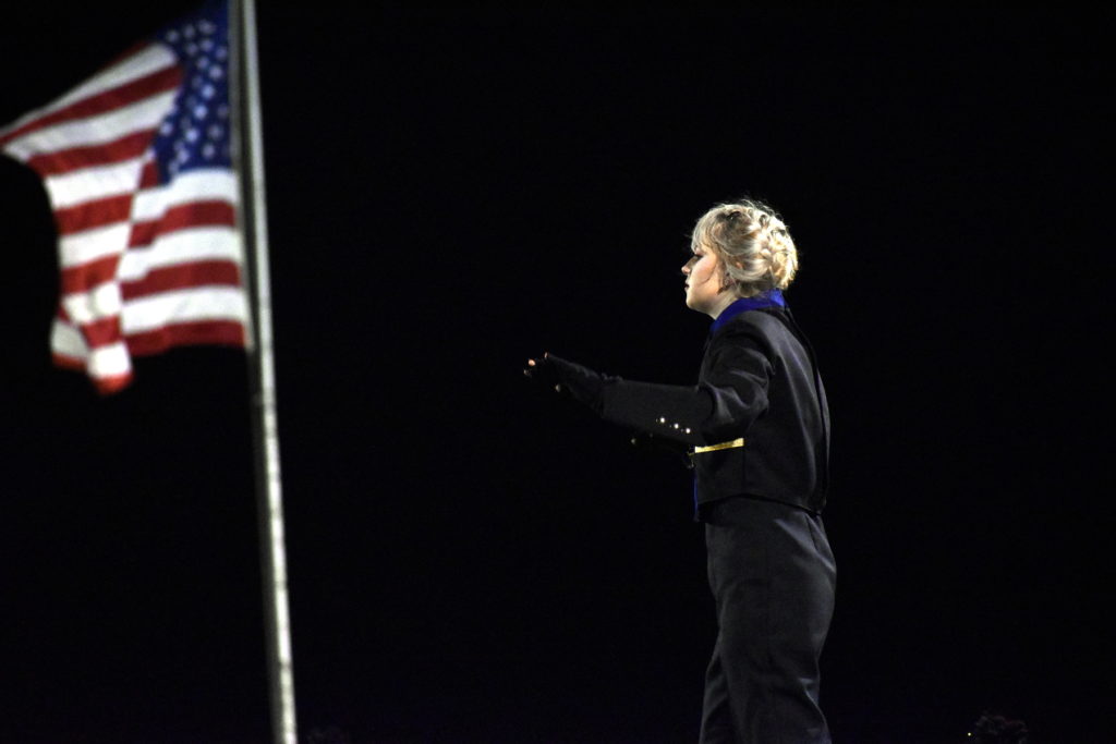 Drum major with flag