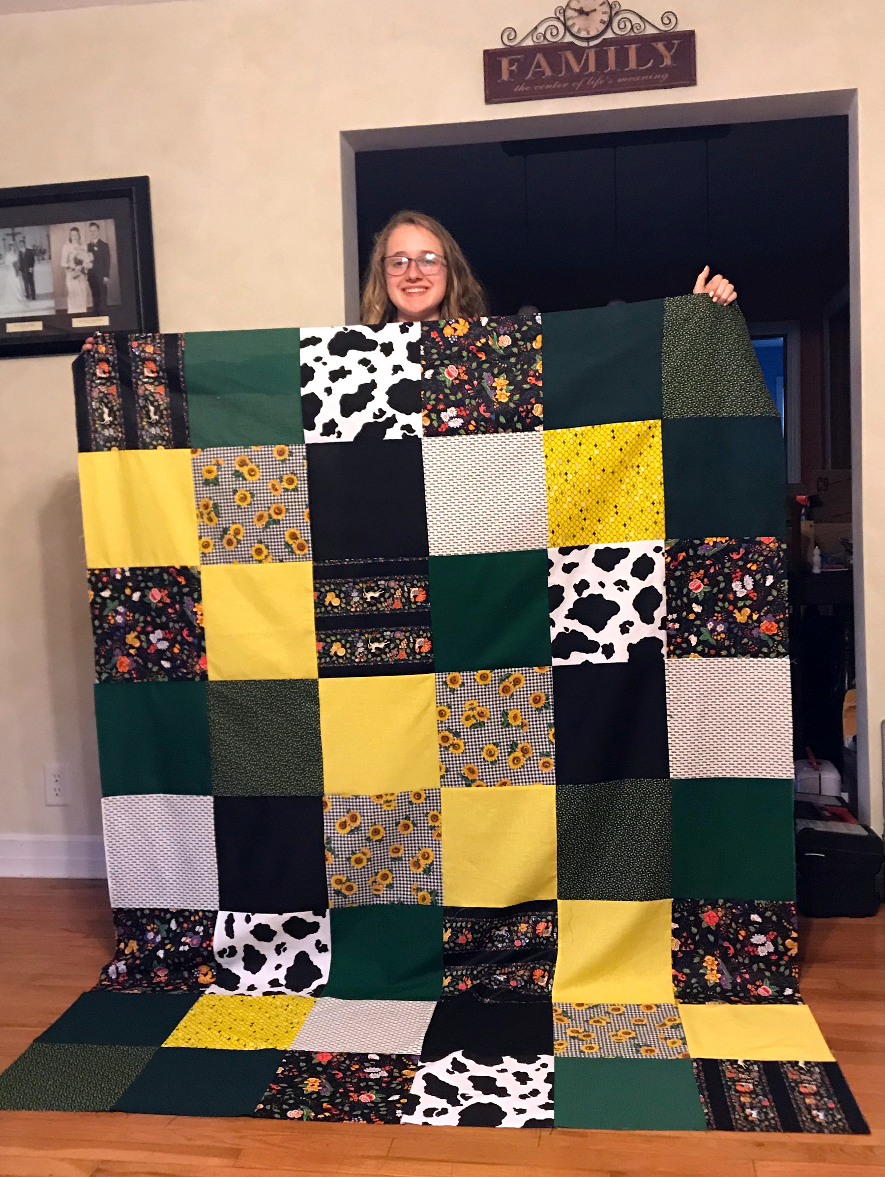 Girl with quilt