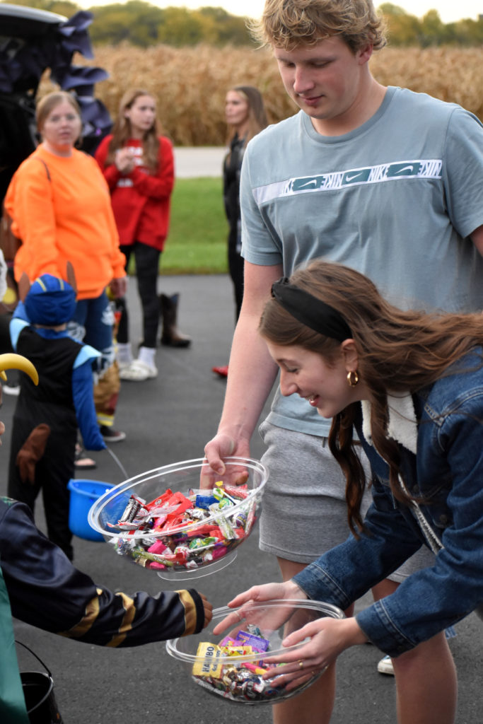 Giving out candy