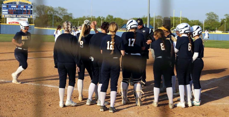 Softball huddle