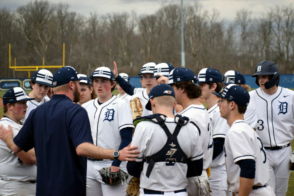 Coach in huddle