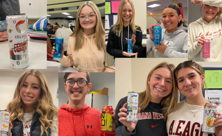 Students with energy drinks