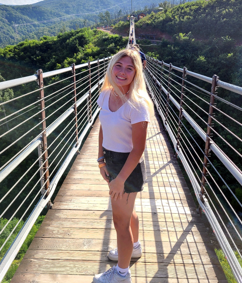 Girl on bridge
