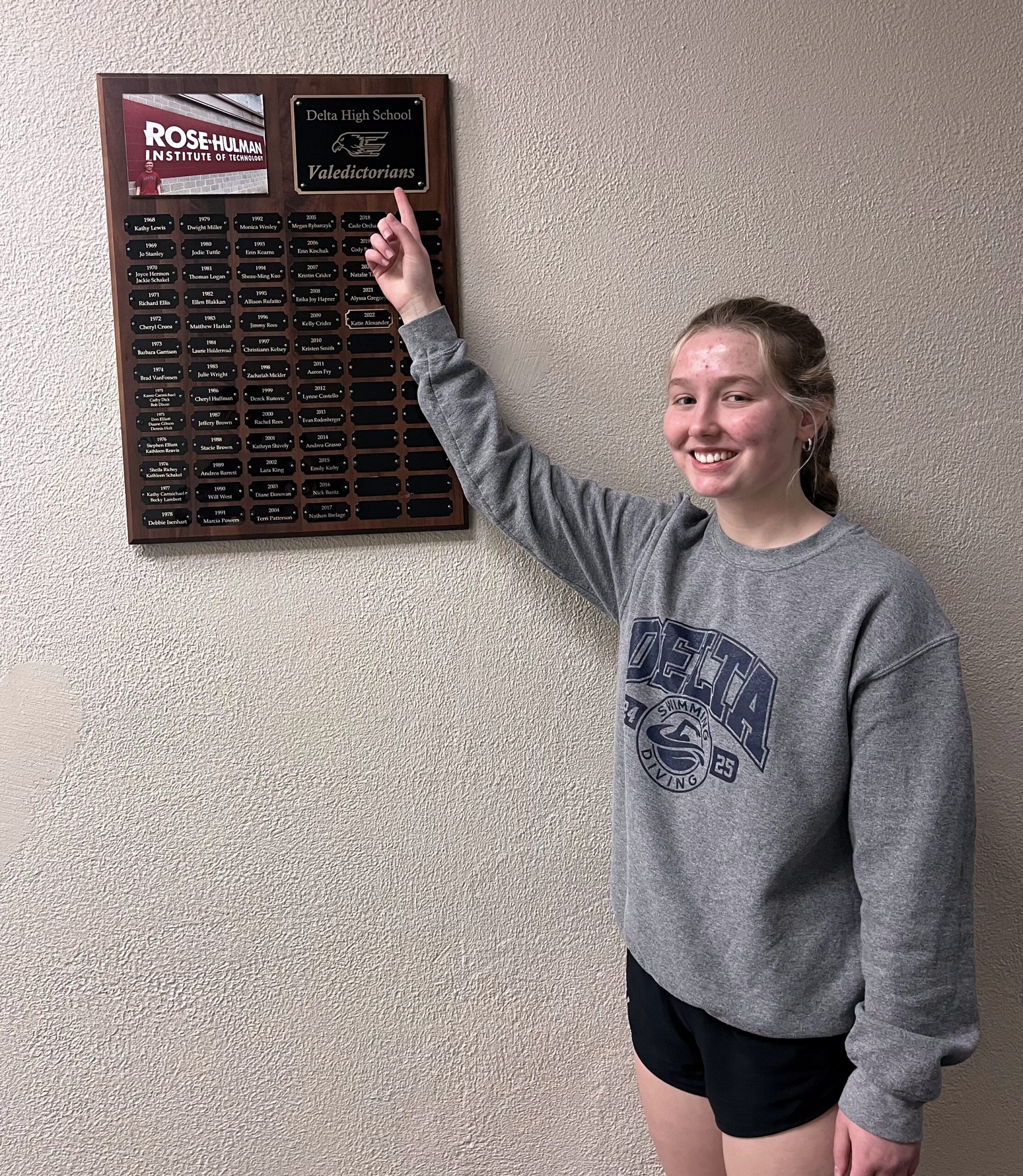 Girl with plaque