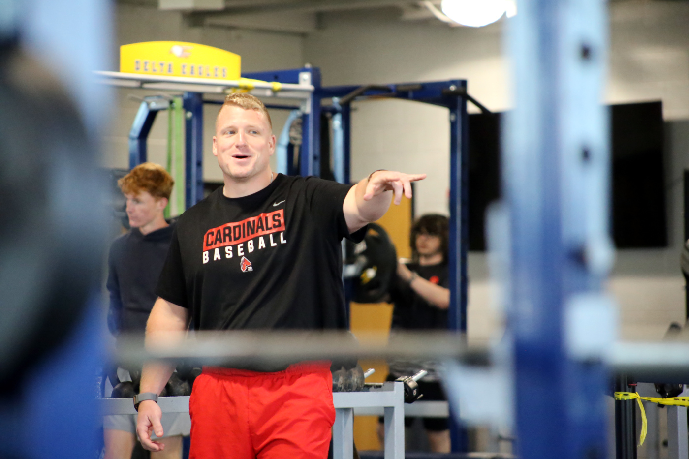 Teacher in weight room