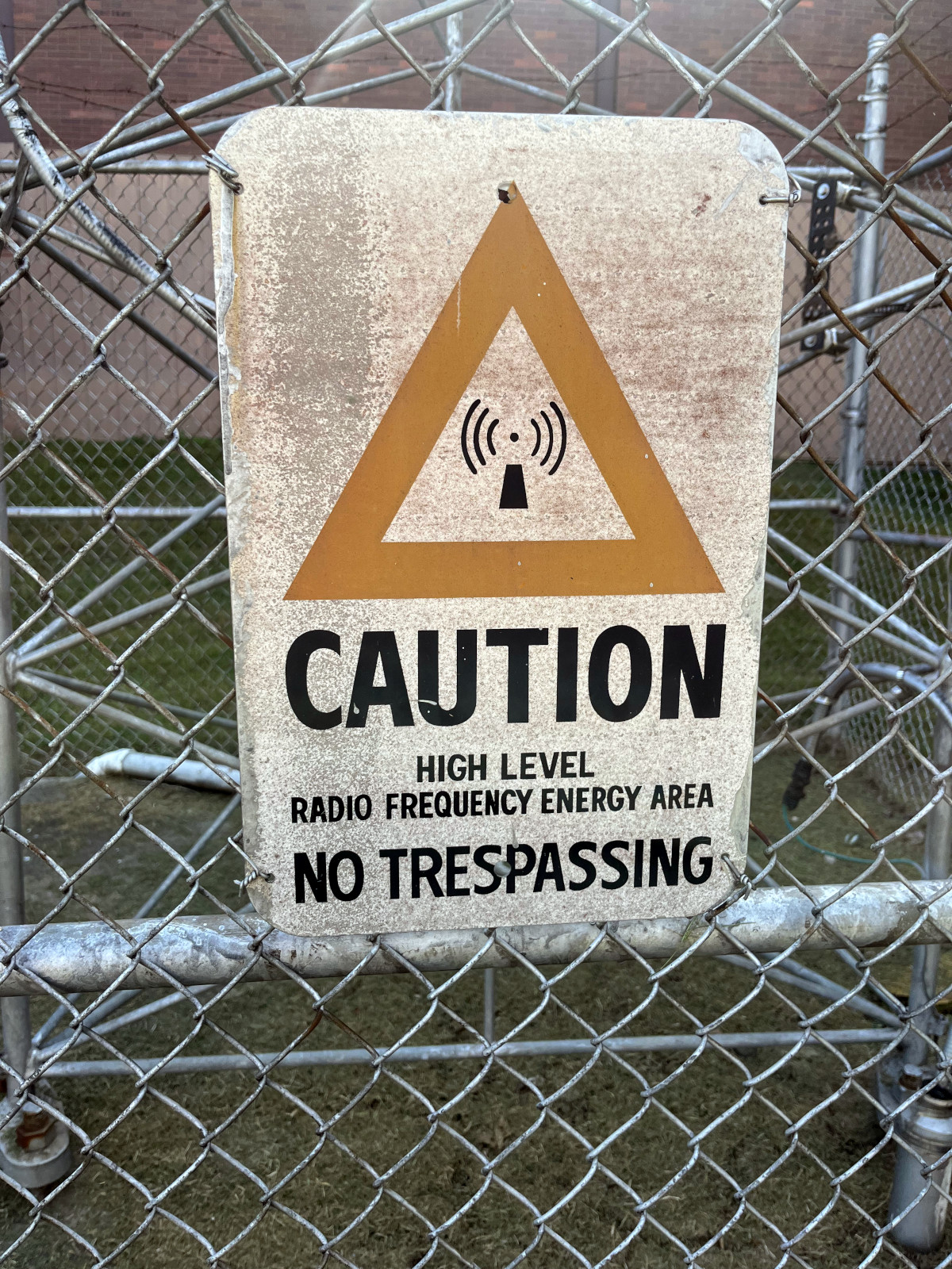 Sign on tower