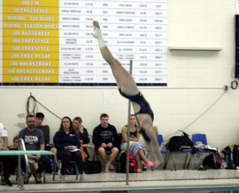 Grier diving during a meet