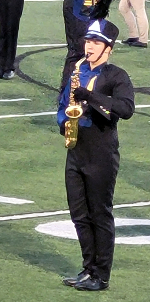 Band member playing sax
