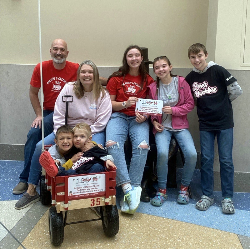 Sherck family with wagon