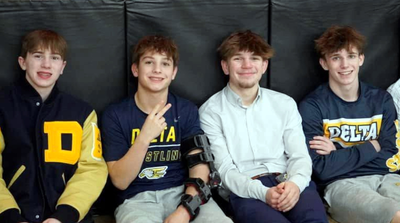 Wrestler with friends