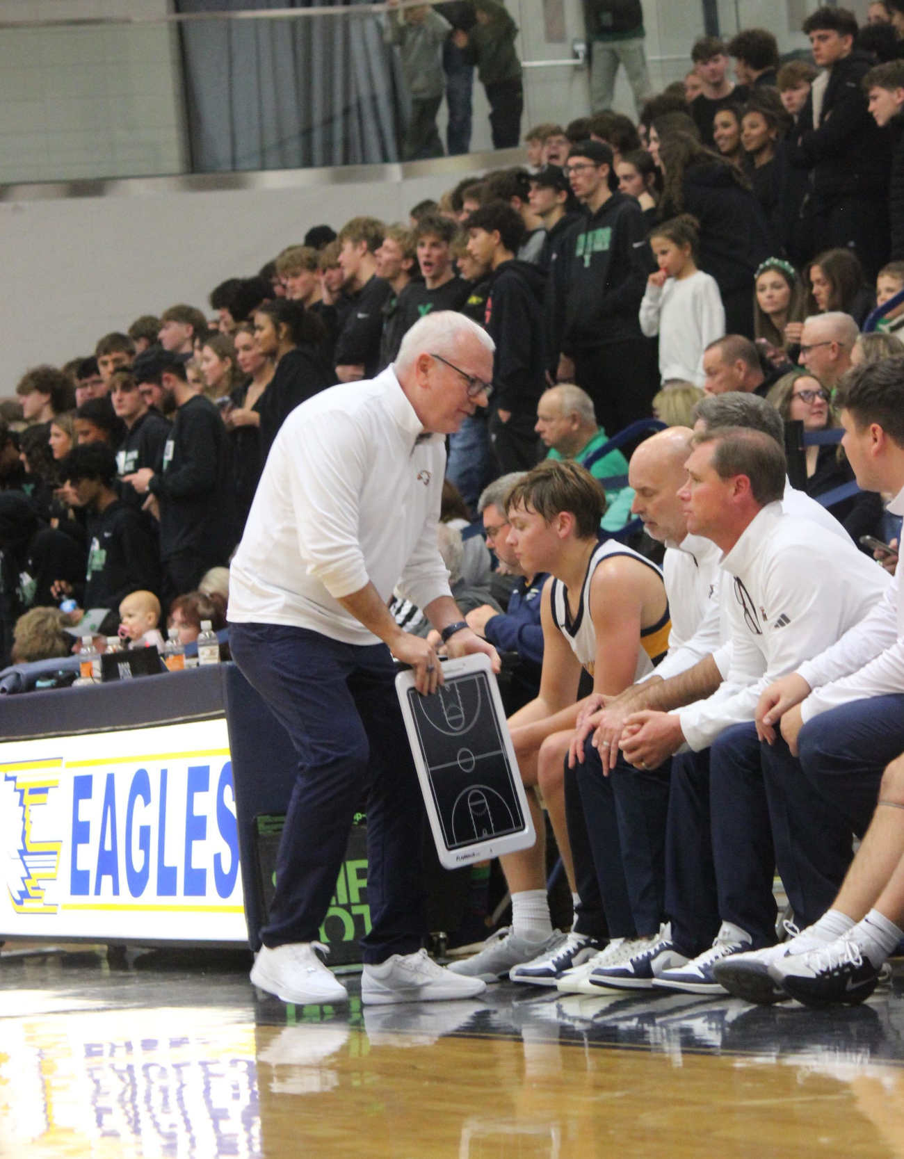 Basketball coach at bench